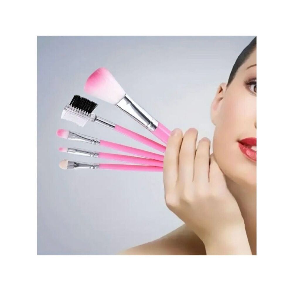 NWT 5 Pcs Pink Pro Makeup Brush Set  Eyeshadow, Eyebrow, Blush Brushes